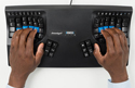 Click to enlarge Kinesis Advantage2 Contoured Keyboard - Top View with Hand Positioning